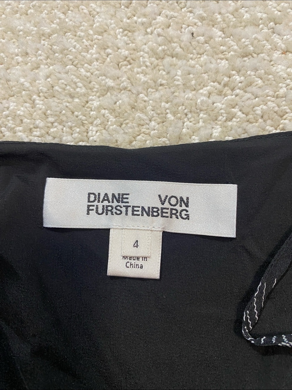 Diane Von Furstenberg Black Patterned Asymmetrical Slip Dress Size 4 100% Silk - Picture 9 of 16